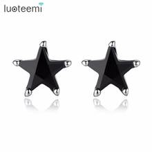 LUOTEEMI Cute Black Star Stud Earring for Women Tiny Hip Hop Girl Jewelry Wholesale Dropshipping Children Zircons Christmas Gift 2024 - buy cheap