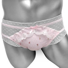 Frilly Lace Tranparent Sissy Knickers Underwear Men Mesh Briefs Panties See-through Back Lingerie Sexy Soft Cute Male Underpants 2024 - buy cheap