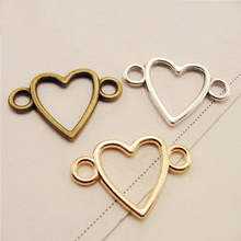 30pcs/lot Heart Shape Charms Fit Bracelet Connector Bezel Bracelet Necklace Accessories for DIY Jewelry Making Findings 2024 - buy cheap