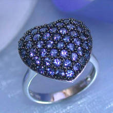 Moda azul cheio de cristal zircon pavimentado anéis de casamento para as mulheres luxo elegante em forma de coração festa de noivado jóias d5m800 2024 - compre barato