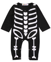 Novo bebê recém-nascido menino menina halloween macacão manga longa preto algodão macacões crânio playsuit novidade outfit 0-24m 2024 - compre barato