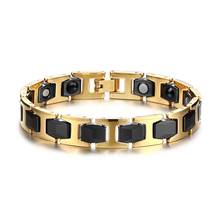 latest designer fashion jewelry bicolor two tone black ceramic and golden stainless steel charm bangle magnet friendship bracele 2024 - buy cheap