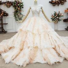 Serene Hill Dubai Luxury Champagne Pink Wedding Dress 2020 One Shoulder Flowers Sequins Sexy Bridal Gown Custom Made CHX0151 2024 - buy cheap