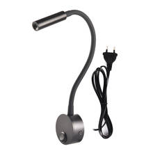 Wall Lmap Sconces Clamp light 3W Bedroom Lamp on/off Switch White Silver Black Flexible Gooseneck home bedside reading lights 2024 - buy cheap