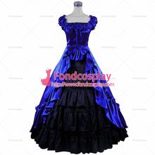 Fondcosplay-traje gótico Lolita Punk, traje Medieval de satén azul y negro, Vestido largo de bola, falda de noche hecha a medida [CK1411] 2024 - compra barato