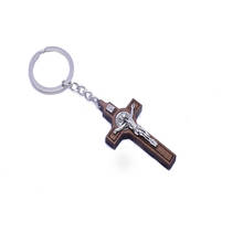 Chaveiro religioso de madeira de santo benedito, porta-chaves em formato de cruz, presente para homens e mulheres 2024 - compre barato