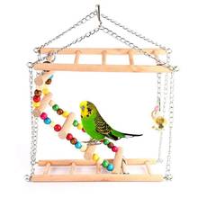 Parrot Ladder Toy Bell Natural Anti-biting Bird Cage Ladder Parrot Birds Pets Parrots Ladders Climbing Toy Hanging Swing 2024 - buy cheap