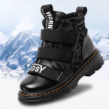 Qualidade superior de couro genuíno chirldren neve botas meninos sapatos de inverno com pelúcia moda crianças botas tamanho 26-39 2024 - compre barato