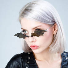 New 2020 Bat Shape Sunglasses Women Men Rimless Vintage Sun Glasses For Women Clear Lens Eyewear Brand Trending Streetwear 2024 - buy cheap