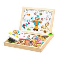 Деревянная детская головоломка с животными, магнитная доска для рисования для письма, обучающая доска Монтессори, обучающие игрушки для детей 2024 - купить недорого