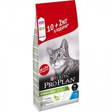 Сухой корм Pro Plan для стерилизованных кошек и кастрированных котов, с кроликом, Пакет, 10 кг + 2 кг в подарок 2024 - купить недорого