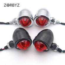 ZORBYZ Motorcycle Black/Chrome Metal Bullet Brake With Red Lens Tail Indicator Light For Harley Honda Suzuki Kawasaki Custom 2024 - buy cheap