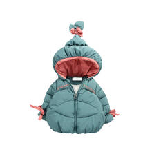 Children's  warm clothes  winter baby girls bow cute hat cotton-padded jacket thickening brim jacket kids baby girl cloths 2024 - buy cheap