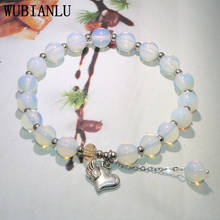 WUBIANLU New 8mm Opal Jaspers Tourmaline Natural Stone Beads Heart-Shaped Pendant Bracelet For Women In Charm Bracelets Jewelry 2024 - buy cheap