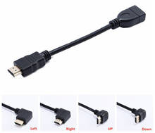 Cable HDMI-Compatible male 90 Degree Right Left UP Down Angle to HDMI-Female Adapter Male to HDTV AF Extension cord 15cm 50cm 2024 - купить недорого