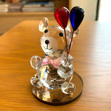 Adorno de Oso de Cristal para decoración de coche, figuritas de Oso de Cristal, Sr. Oso y decoración para el hogar de rosas, regalo de Navidad para el día de la madre 2024 - compra barato