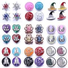 10pcs/lot New Mix Snap Jewelry Rhinestone Round Metal 18mm Snap Buttons Fit Snap Bracelet Necklace DIY Interchangeable Jewelry 2024 - buy cheap