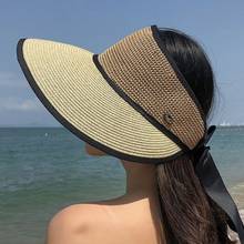 Sun hats for women Summer cap Straw hat visor Casual Wide Brimmed Floppy Foldable Solid Summer Sun Beach Hat T424 2024 - buy cheap
