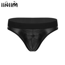 iiniim Sexy Mens Lingerie Panties Metallic Leather Jockstraps Bulge Pouch Briefs Thongs T-Back Gay Male Underwear Underpants 2024 - buy cheap