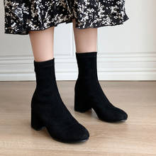 Women Boots Fashion Simple Ankle Boots Women Square Heel Zipper Short Boots Ladies Round Toe Autumn Winter Shoes Black 40 41 42 2024 - buy cheap