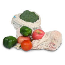 Sacolas de malha de algodão orgânico para vegetais, produz sacolas de frutas reutilizáveis com cordão, malha para armazenamento de vegetais 2024 - compre barato