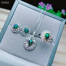 The Best Gift for Your Mother Black Opal Set 925 Sterling Silve Real Natural 1pc Black Opal Ring,1pc Black Opal Pendant 2024 - buy cheap