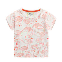 Jumping metros verão animais imprimir meninas t camisas flamingo bebê roupas bonito crianças t camisas de algodão crianças roupas 2024 - compre barato