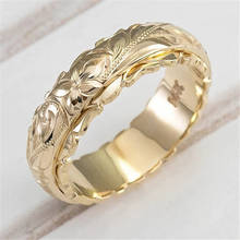 Anel de prata feminino, joia clássica elegante estilosa com flor esculpida em ouro, presente de aniversário, de casamento e noivado 2024 - compre barato