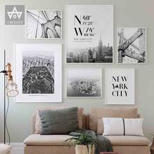 New York Landscape Wall Art Canvas Painting NYC Brooklyn Posters And Prints Black White Poster Wall Pictures For Living Room 2024 - buy cheap