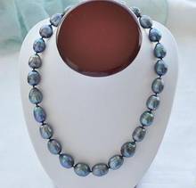 18" AAA 9-10MM NATURAL SOUTH SEA BAROQUE GRAY PEARL NECKLACE 14K Clasp 2024 - buy cheap