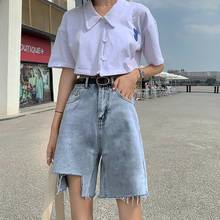 Half Long Summer High Waist Denim Shorts For Women Sexy Wide Leg Short Jeans Korean Style Harajuku Fashion Lace Up Shorts Femme 2024 - buy cheap