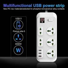 EU/UK/US Universal Quick Charge Power Strip Multi Outlets Plug 3-Outlet 3 USB Charging Ports With data cable For Phone tablet PC 2024 - buy cheap