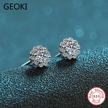 Geoki 925 Sterling Silver 0.3 ct Excellent VVS1 Moissanite Stud Earrings Passed Diamond Test Perfect Cut  D Stone Earrings Gift 2024 - buy cheap