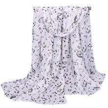 Chiffon Polyester Scarf Ladies Piano Music Note Thin Cheap Shawls G-clefs Summer Stole Head Wrap 2024 - buy cheap