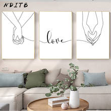Line Drawing Canvas Print Couples Hands Love Art Painting Black White Wall Poster Nordic Minimalist Picture Modern Home Decor 2024 - buy cheap