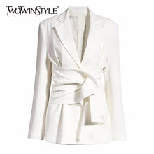 Twotwinstyle-blazer feminino elegante com manga longa, estampa de renda, blazer feminino slim, moda verão 2020 2024 - compre barato