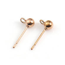 Brincos de aço inoxidável, brincos de orelha, bola de cor ouro rosa com pulseira 7mm( 2/8 ") x 4mm( 1/8"), tamanho do poste/fio: (21 calibre), 10 peças 2024 - compre barato