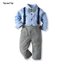 Top and Top Baby Boys Casual Clothing Set Infant Long Sleeve Shirt with Bowtie+Suspender Pants Gentleman 2Pcs Suit Bebes Ropa 2024 - buy cheap