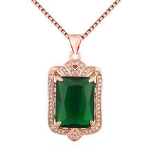Big vintage emerald gemstones green crystal pendant necklaces for women zircon diamonds rose gold choker jewelry bijoux bague 2024 - buy cheap