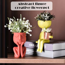 Personagem retrato esculturas vaso de flores abstrato resina plantador suculantes planta pote recipiente micro casa decoração do desktop c 2024 - compre barato