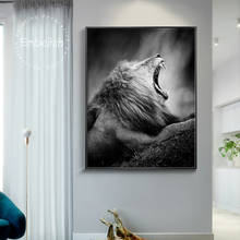 1 шт. черно-белые животные Лев крик качество печати на холсте Масляные картины для гостиной домашний декор фотографии плакат 2024 - купить недорого