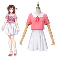 Disfraz de Anime Kanojo Okarishim Rent A Girlfriend, disfraz de Mizuhara Chizuru, Top de manga corta, camisa rosa, falda blanca, conjunto de peluca 2024 - compra barato