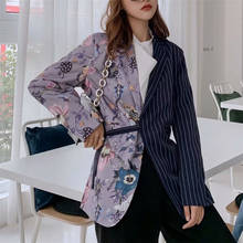 Heydress 2020 Spring Vintage Print Striped Patchwork OL Blazers Coat Women Notched Collar Long Sleeve blazer Outerwear 2024 - buy cheap