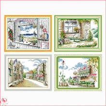 The Scenery Outside Pattern Cross Stitch Kit 14CT 11CT Counted Printing Fabric DIY Chinese Embroidery Kit Home Wall Decoration 2024 - buy cheap