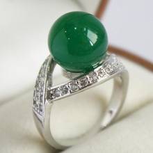 NEW plated 12mm Green jade  Ring AAA  size 7 8 9 2024 - buy cheap