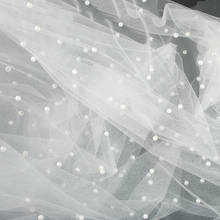 1yard 160cm 30D nylon hexagonal high density mesh beaded lace fabric diy wedding dress fabric American mesh fabric 2024 - buy cheap