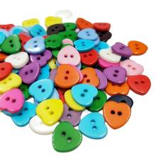 HL 100pcs 11mmx10mm Mixed Color Heart Flatback Resin Buttons 2 Holes Kid's Apparel Sewing Accessories DIY Scrapbooking 2024 - buy cheap