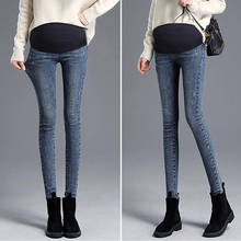 Теплые плотные джинсовые брюки для беременных Зимние флисовые джинсы для беременных плюс бархатные брюки для беременных 2024 - купить недорого