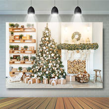 Рождественская вечеринка дерево фотография фон деревянный пол украшение фон колокольчики Рождественская елка белые сцены фотосессия фон 2024 - купить недорого