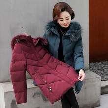 Casaco de algodão de inverno feminino, jaquetas com capuz fashion para mulheres, casual, de meia-idade, casaco de algodão plus size r532 2024 - compre barato